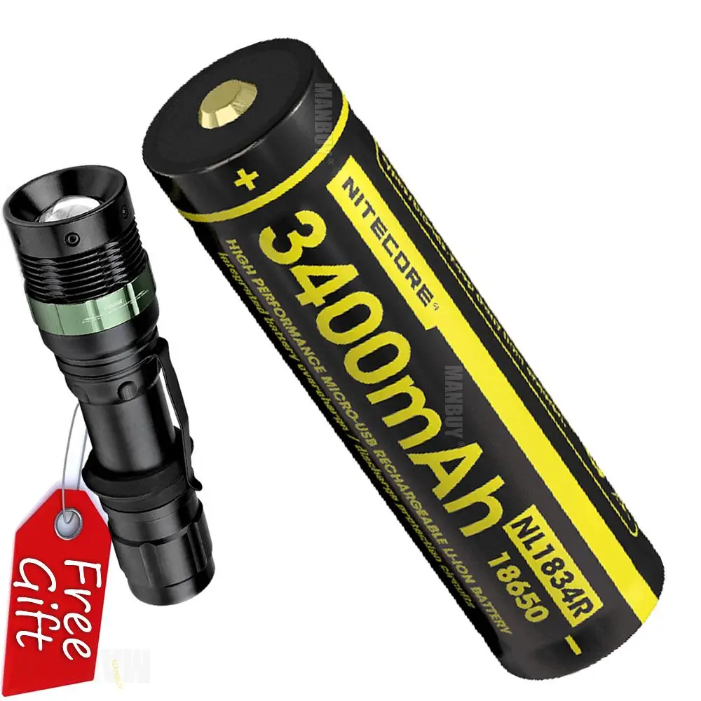 NITECORE NL1834R 3400 мАч высокопроизводительный литий-ионный перезаряжаемый кнопочный