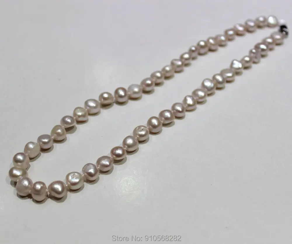 

Natural light purple freshwater pearl necklace Baroque 9mm 17INCH