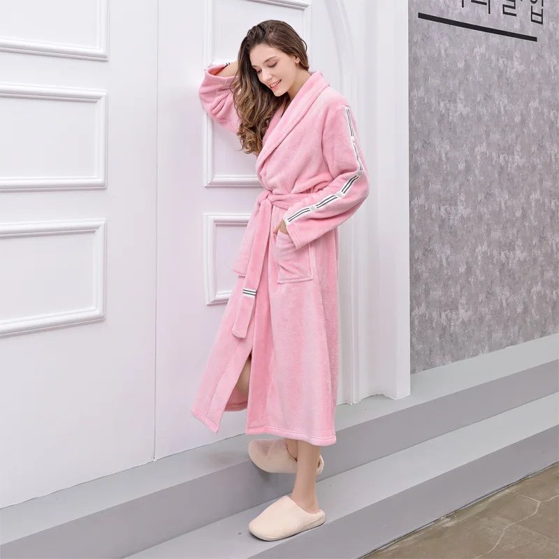 Модные Повседневные банные халаты для мужчин и женщин фланелевый Халат с