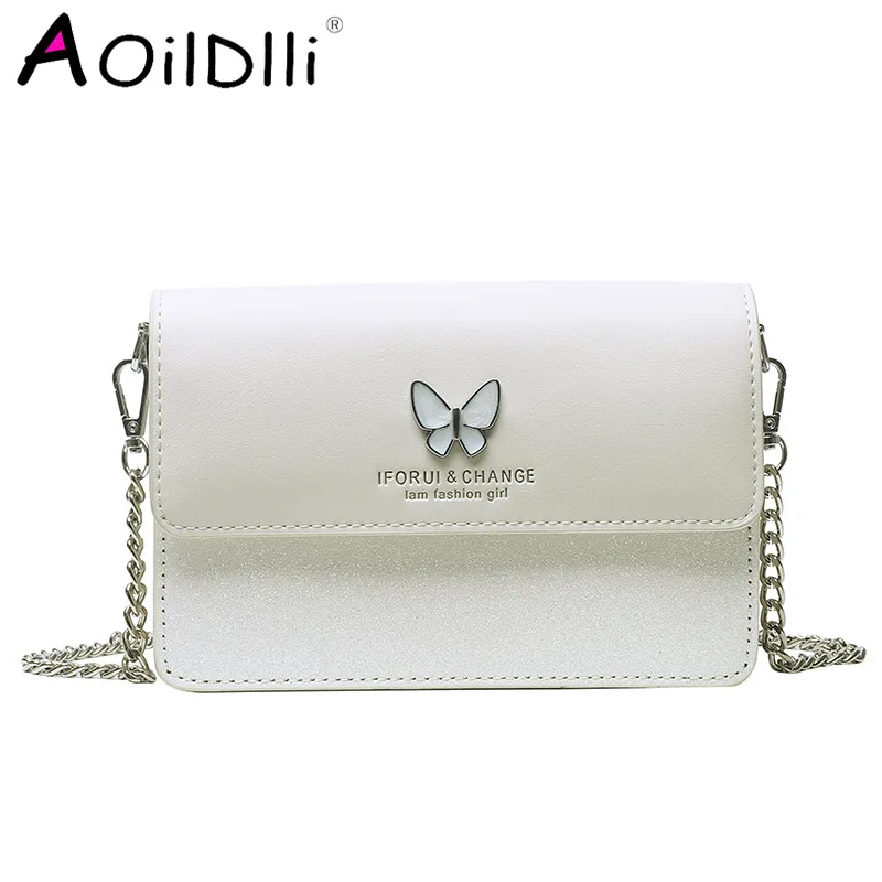 

2020 Women's Handbag Leather Contrast Color Messenger Bag Chain Simple Shoulder Bag Ladies Wallet and Handbag Messenger Bag