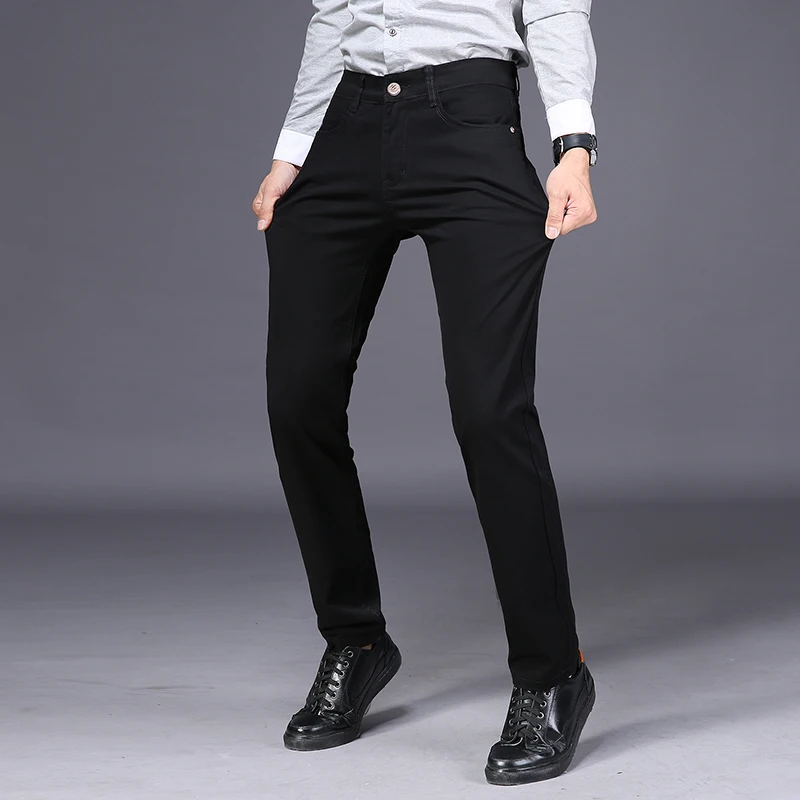 Брюки мужские повседневные хлопковые эластичные облегающие прямые штаны
