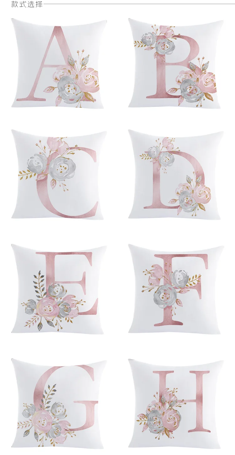 

Pillow Letters Pink Floral Decorative Cushions Pillowcase Polyester Cushion Cover Throw Pillow Sofa Decoration Pillowcover