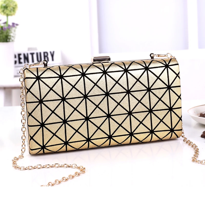 

Hot fashion cosmetic box geometric evening party bag clutch elegent chain corssbody women wedding handbag