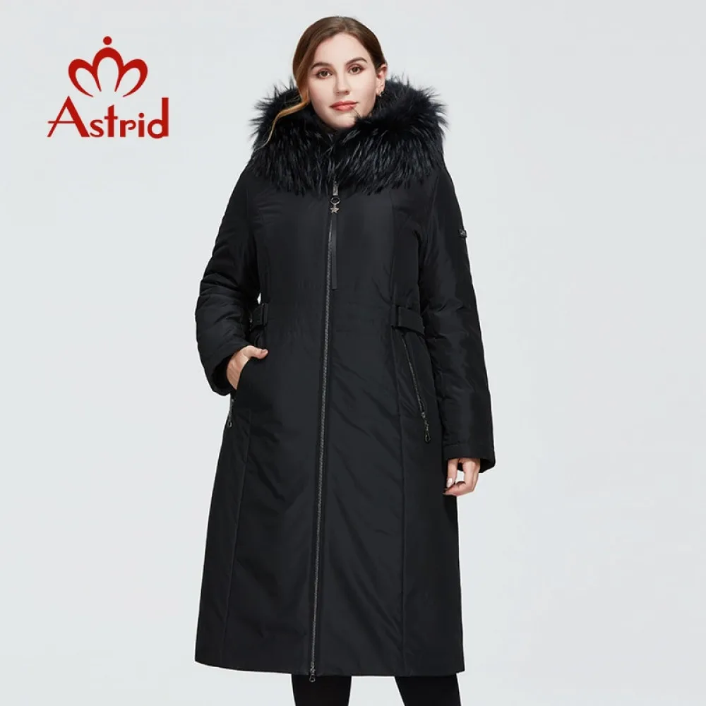 

Astrid 2022 New Winter Women's coat women long warm parka fashion Jacket with raccoon fur hood large sizes female clothing 3570