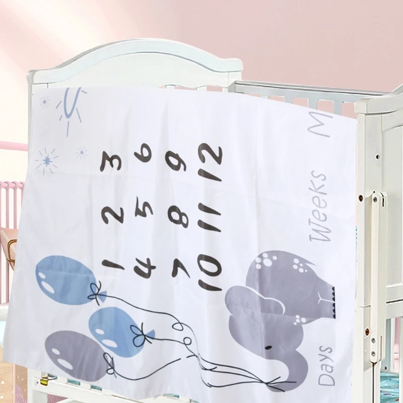 

G2AD 1 Set Baby Monthly Record Growth Milestone Blanket Newborn Photography Props Accessories Cartoon Printing Background