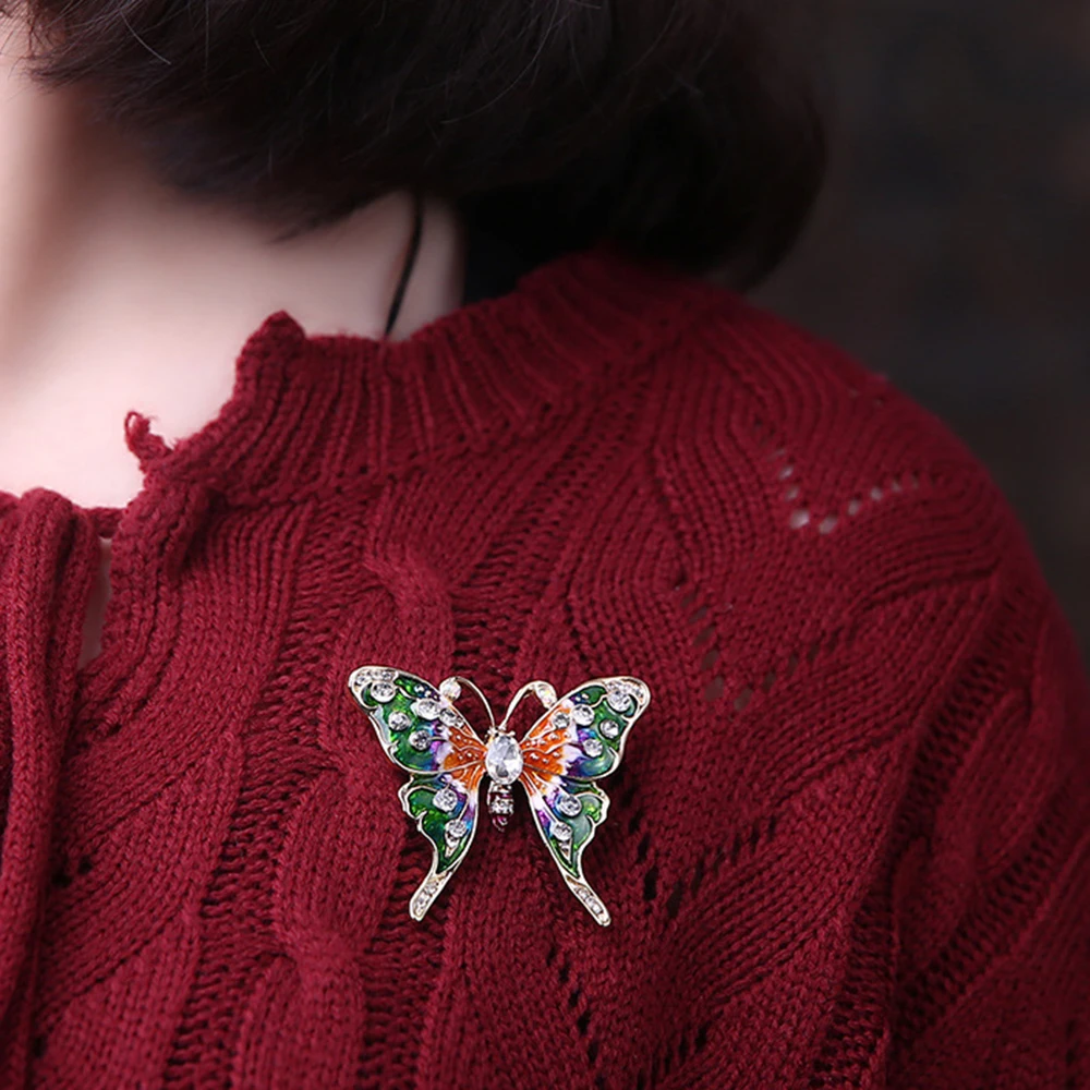 

New 2021 European and American style retro butterfly brooch fashion painted dripping oil brooch female brooch