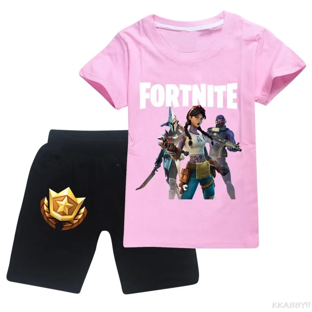 Комплект одежды для мальчиков Fortnites летние детские штаны футболка Мультяшные