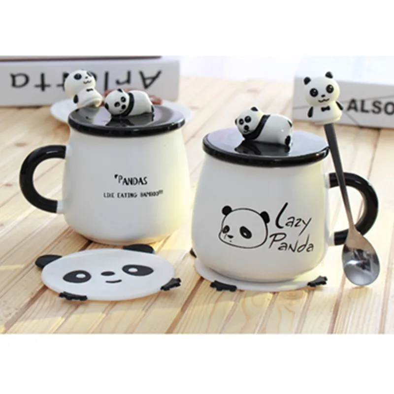 Кружка Керамическая Ins в виде милой панды 500 мл|cup with cover|cup withtea cup |