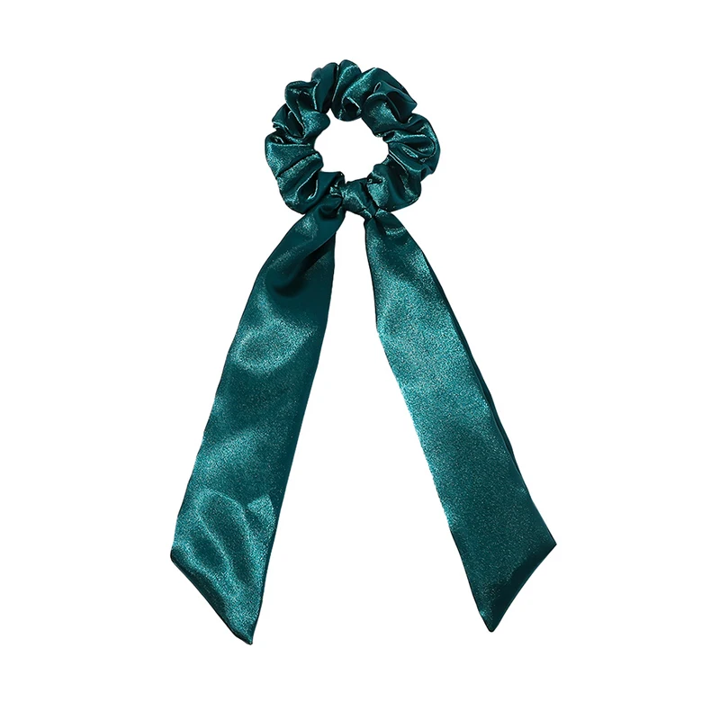 

Fashion Floral Print Scrunchies Solid Long Hair Ribbon For Women Ponytail Scarf Sweet Elastic Hair Band Hair Accessories