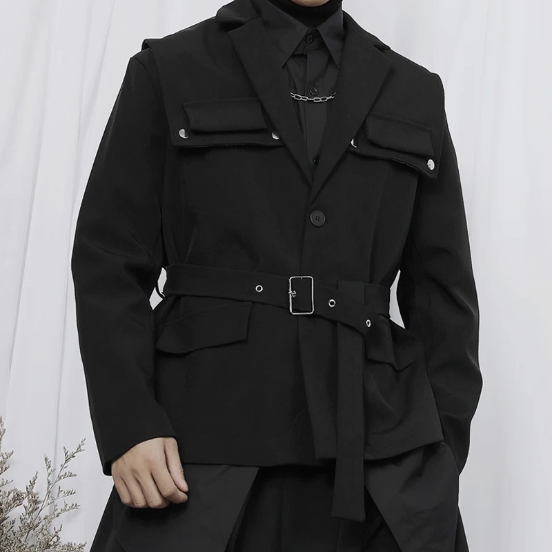 

Женская одежда, новинка 2021, Мужская одежда, Парикмахерская, подиумная модная шнуровка, костюмное пальто с металлической пряжкой, украшения, костюмы