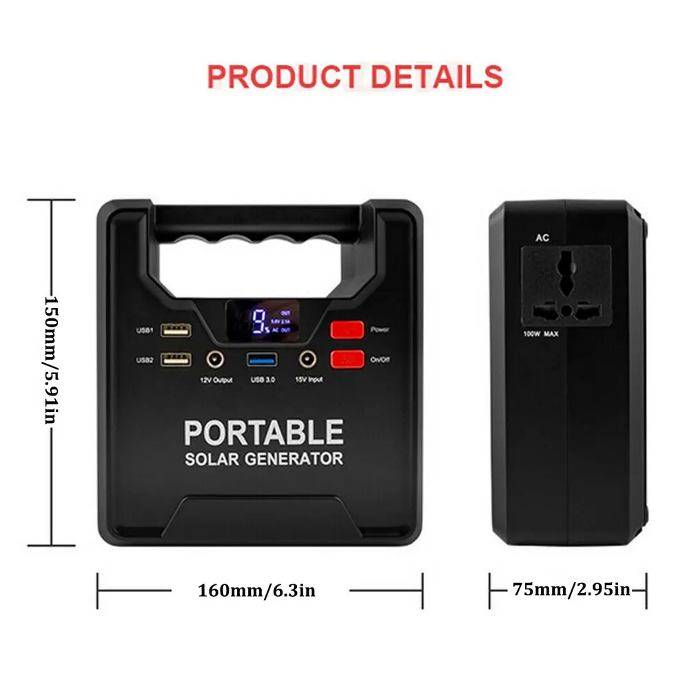 

100W Portable Generator Battery Backup Pack 133WH AC DC USB Outlet Power Station LCD Display Energy Storage