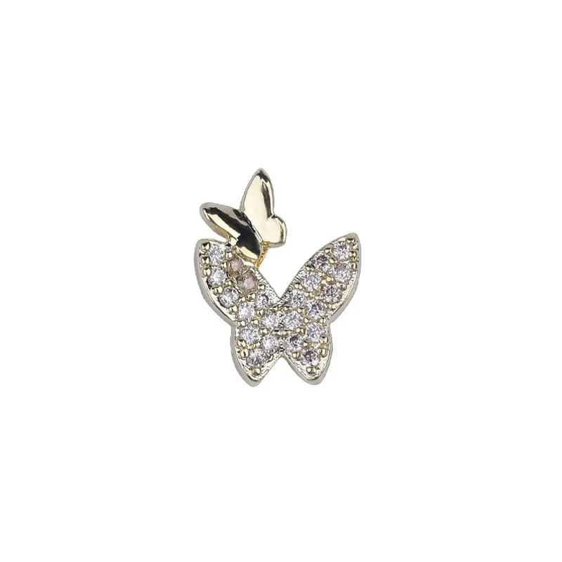 

1pc Butterfly Metal Nail Art Crystal Zircon Alloy Shiny Pendant Chain AAA Cubic ZirconiaDIY Nail Art Decoration Accessories Tool