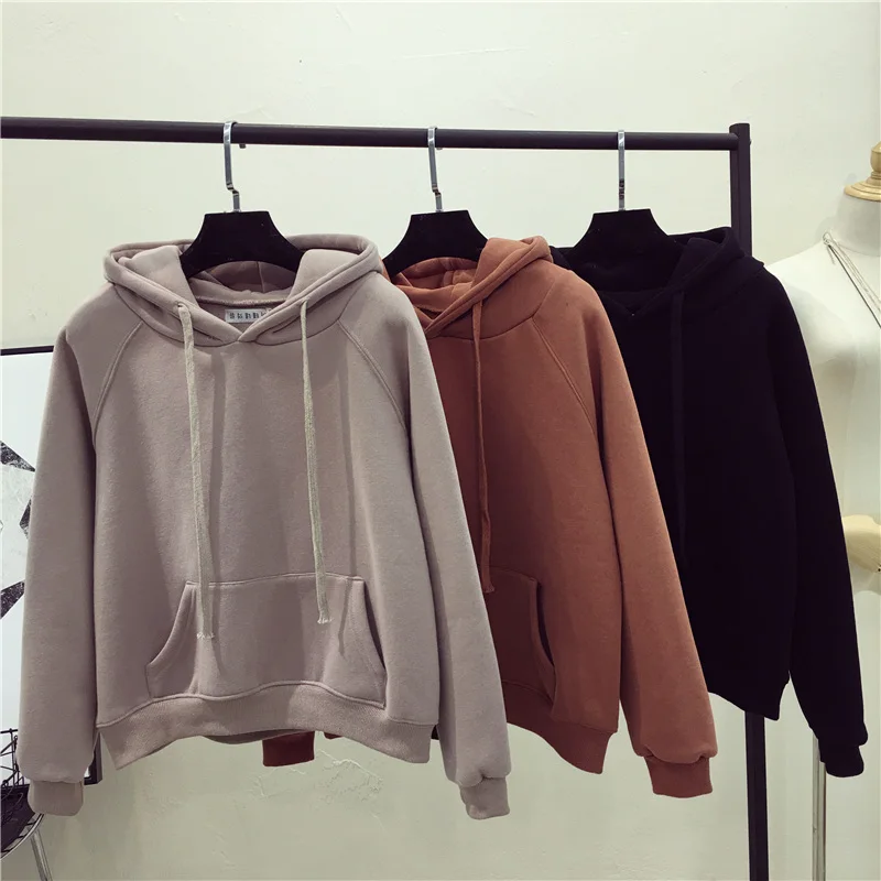 

Womens Hoodies Pullover Style Hoodie Brushed Autumn and Winter Coat Fashion Loose Long-Sleeved Sweatshirt