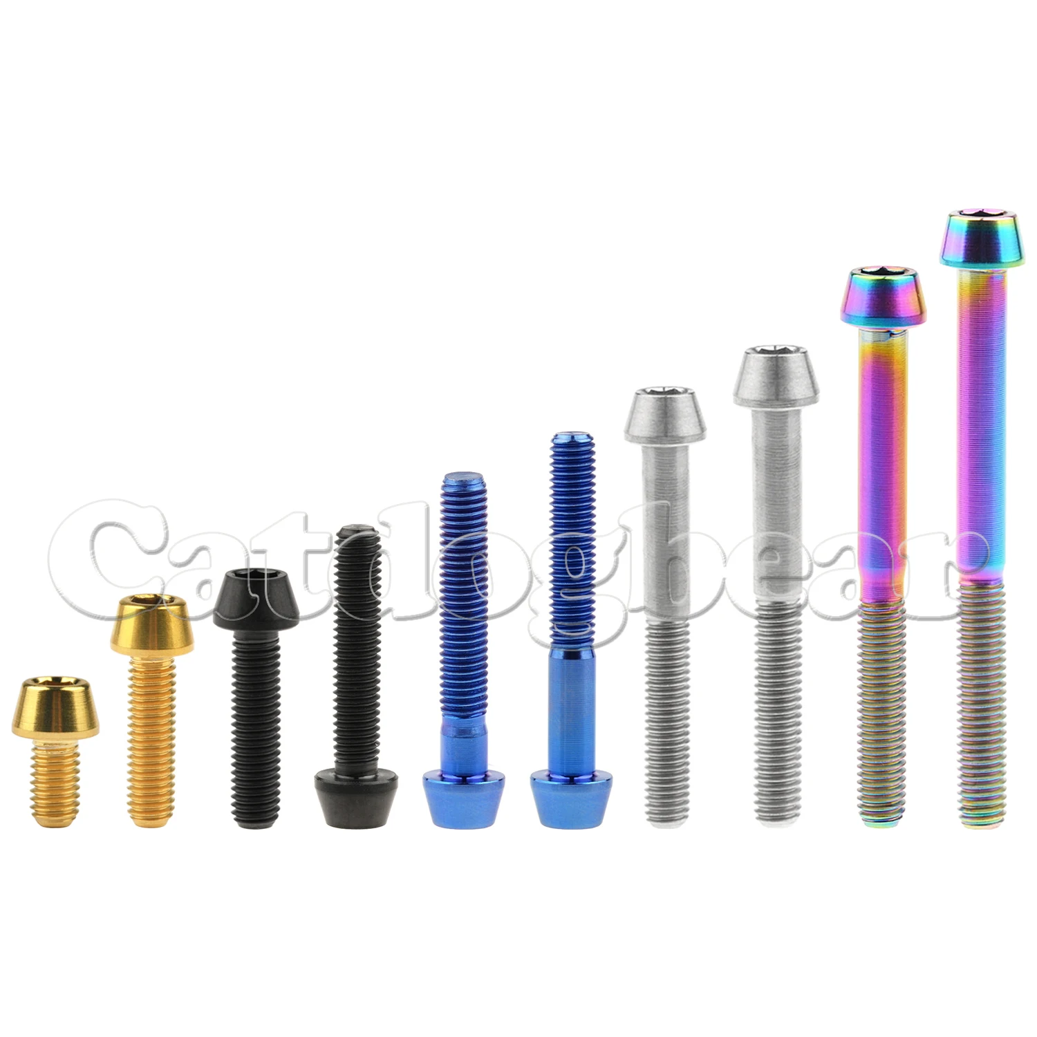 

Titanium Bolt M5x 9 16 18 20 25 30 35 40 45 50 55 60mm Allen Key Taper Head Screws For Bicycle Stem Seatpost Bicycle Parts GR5