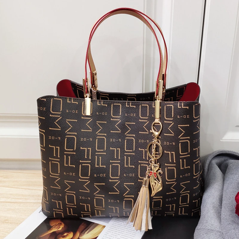 2019 большая женская кожаная сумка женские сумки через плечо украшенные