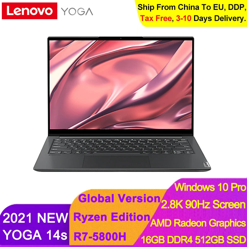 Ультратонкий ноутбук Lenovo YOGA 14s 7 нм AMD Ryzen 5800H 16 ГБ ОЗУ 512 Гб SSD экран 2 8 K 90 Гц 14