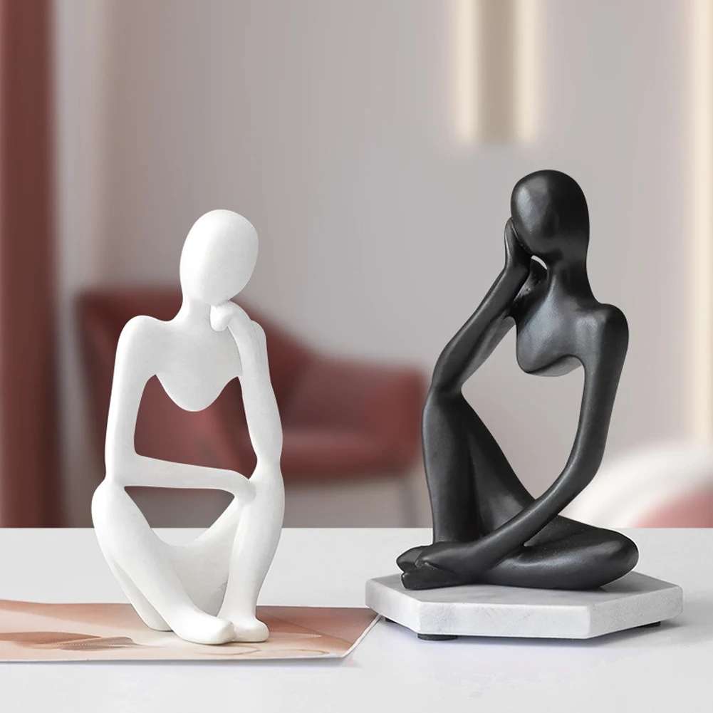 

INS European Style Modern Mini Abstract Resin Figure Statue Thinker Sculpture Living Room Desktop Decoration Photography Props