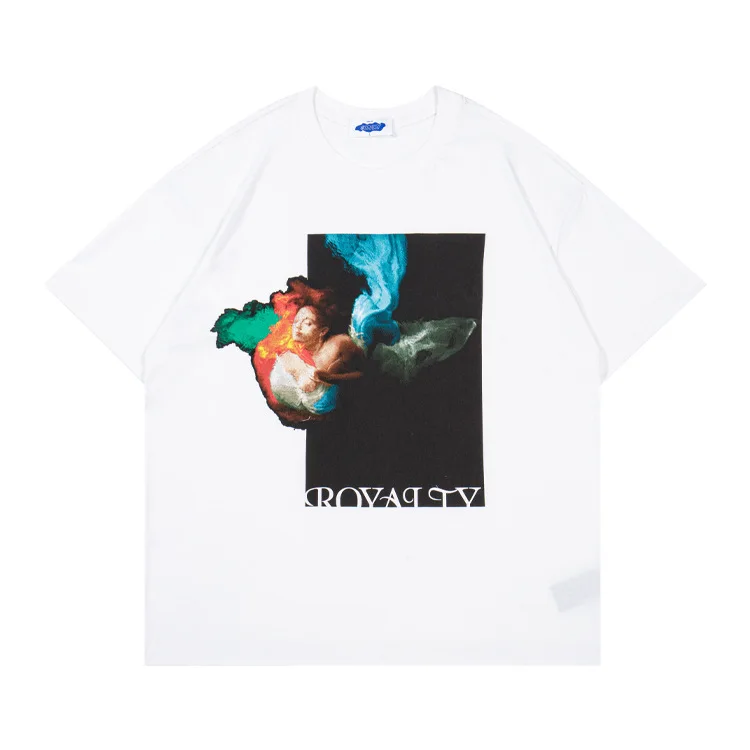 

Men T Shirt Streetwear Oil Painting Hip Hop Harajuku Tshirt New 2021 Oversize 100% Cotton Tops Tees Male Couple T-Shirt