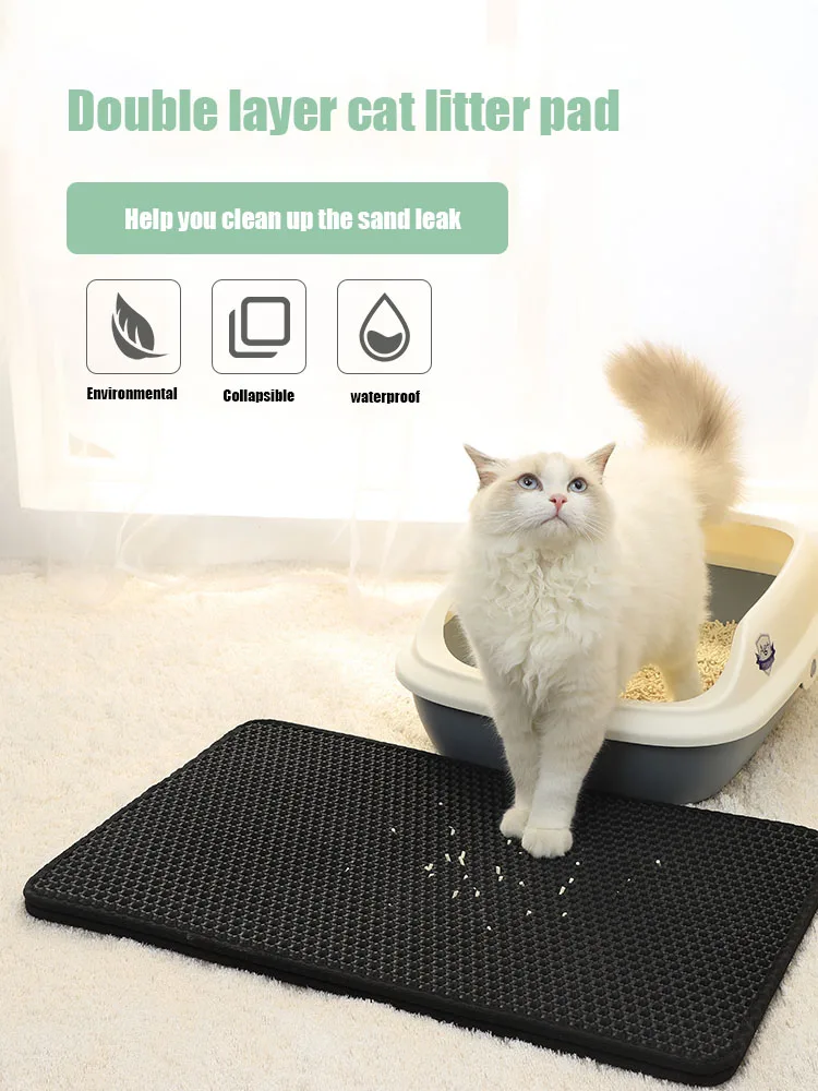 

Pet Cat Litter Mat Double Layer Litter Cat Bed Pads Waterproof Waterproof Clean Pad Non-slip Trapping Pets Beds Accessories