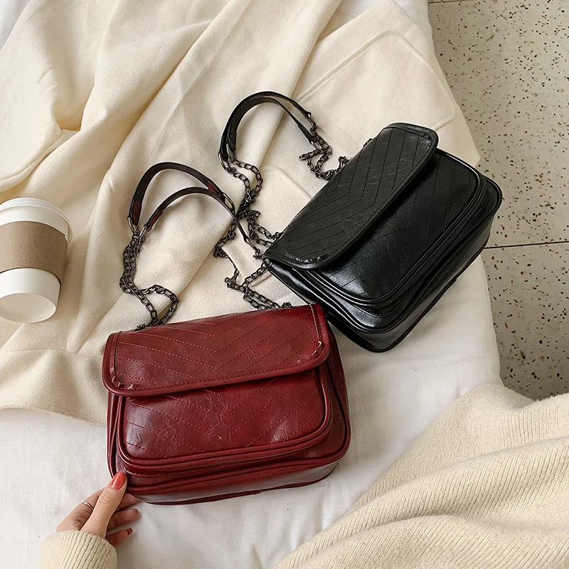 

Vintage Chain Bags Famous Luxury Designer Brand Shoulder Leather Big Handbag Women's 2021 New Female Messenger Cross Body Bag