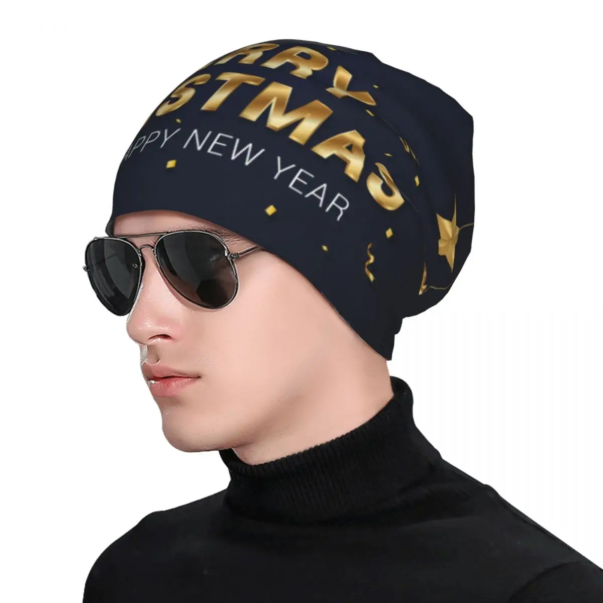 

Merry Christmas Happy New Year Greetings men's woman Knit Hat