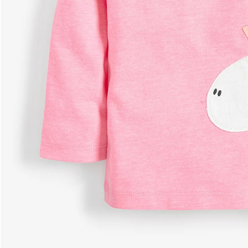 

Little Maven New Autumn Spring Kids Pink Pegasus Applique O-neck Cartoon Full- sleeved Cotton Knitted Girls Casual Tshirts Tops