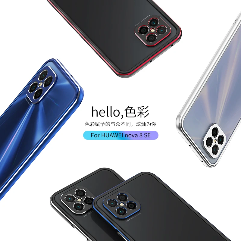

ICCKER Metal Shockproof Frame Case For HUAWEI Nova 8 7 SE Pro Aurora Luxury Aluminum Bumper Anti Fall Lens Protection Cover