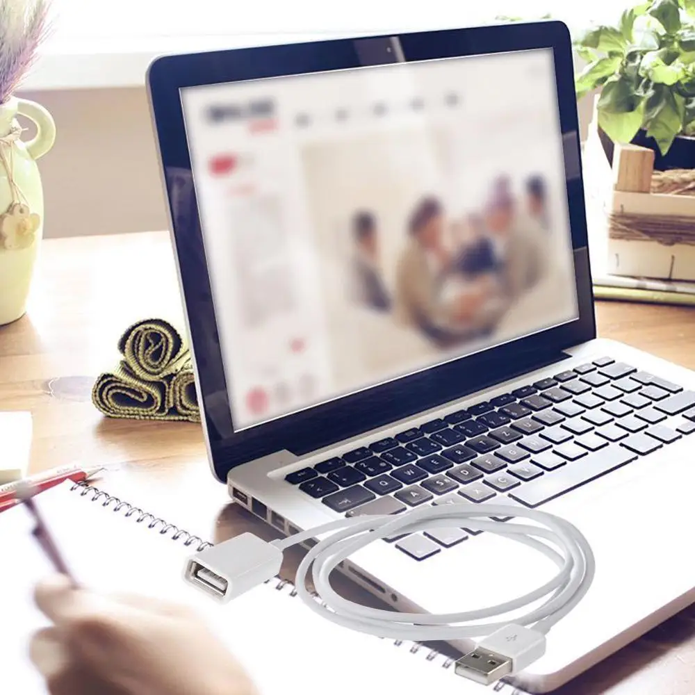 White PVC Metal USB 2.0 Male to Female Extension Adapter Cable 1m 3Ft Cord U2P9 | Электроника