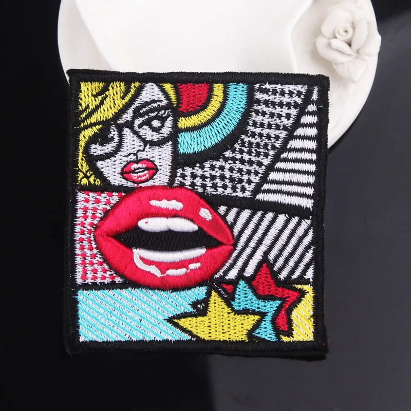 DIY сексуальный рот средства ухода за губами Вышивка Патчи для одежды джинсовые