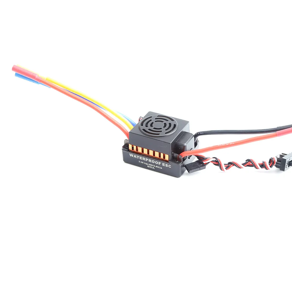 

2019 New Waterproof 60A Sensorless Brushless Car Electronic Speed Control ESC 2-3S with BEC For Rc Car Bo
