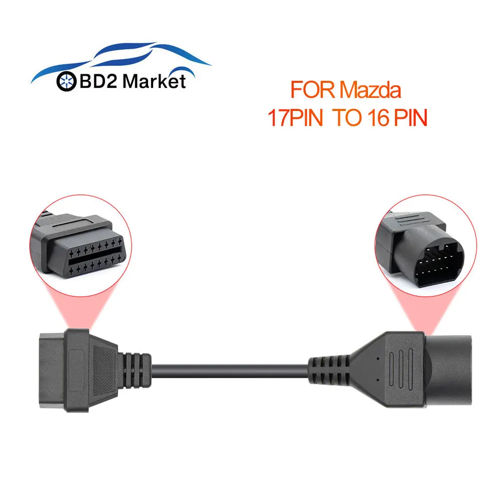 Удлинительный конвертер OBD2 кабель для Mazda 17 Pin к OBD OBDII 16 штекер гнезду obd2 разъем
