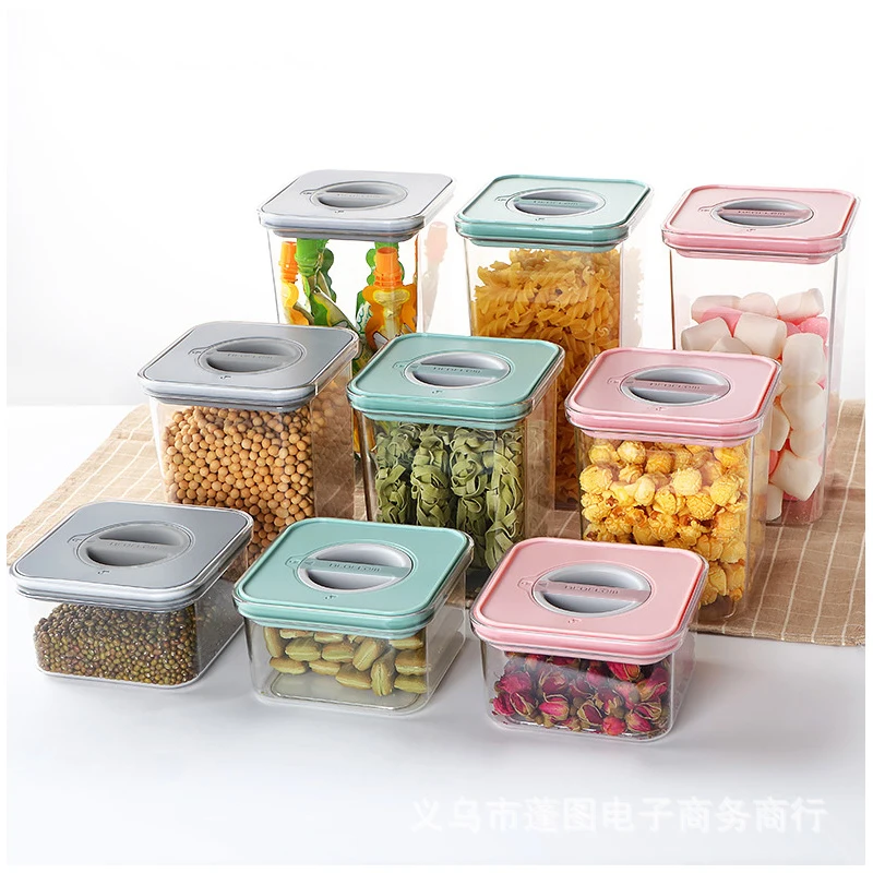 Банки, коробка для хранения продуктов, холодильник, пластиковый резервуар, прозрачные контейнеры, кухонные бутылки RR2107 - изображение