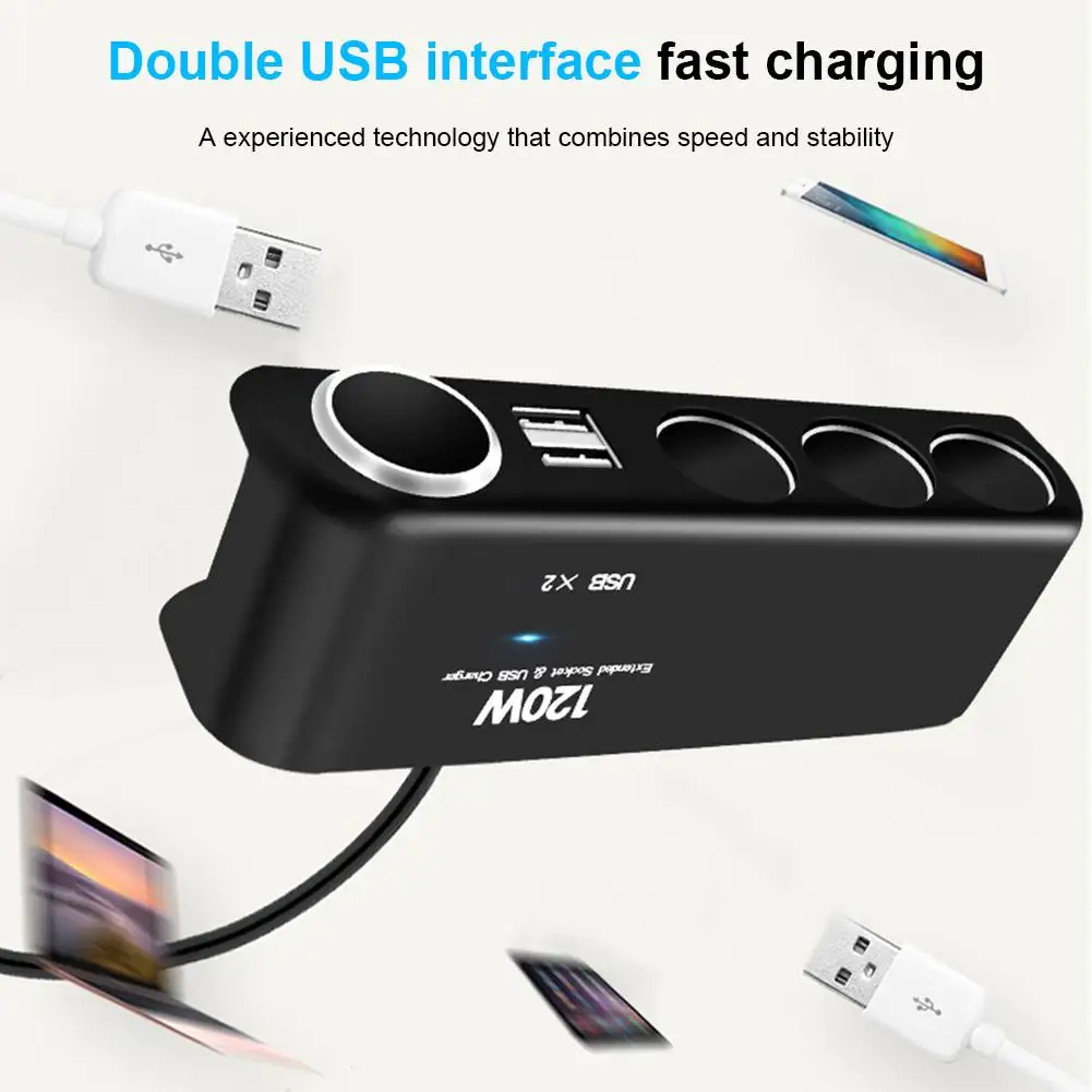 Универсальное автомобильное зарядное устройство с двумя USB-портами для