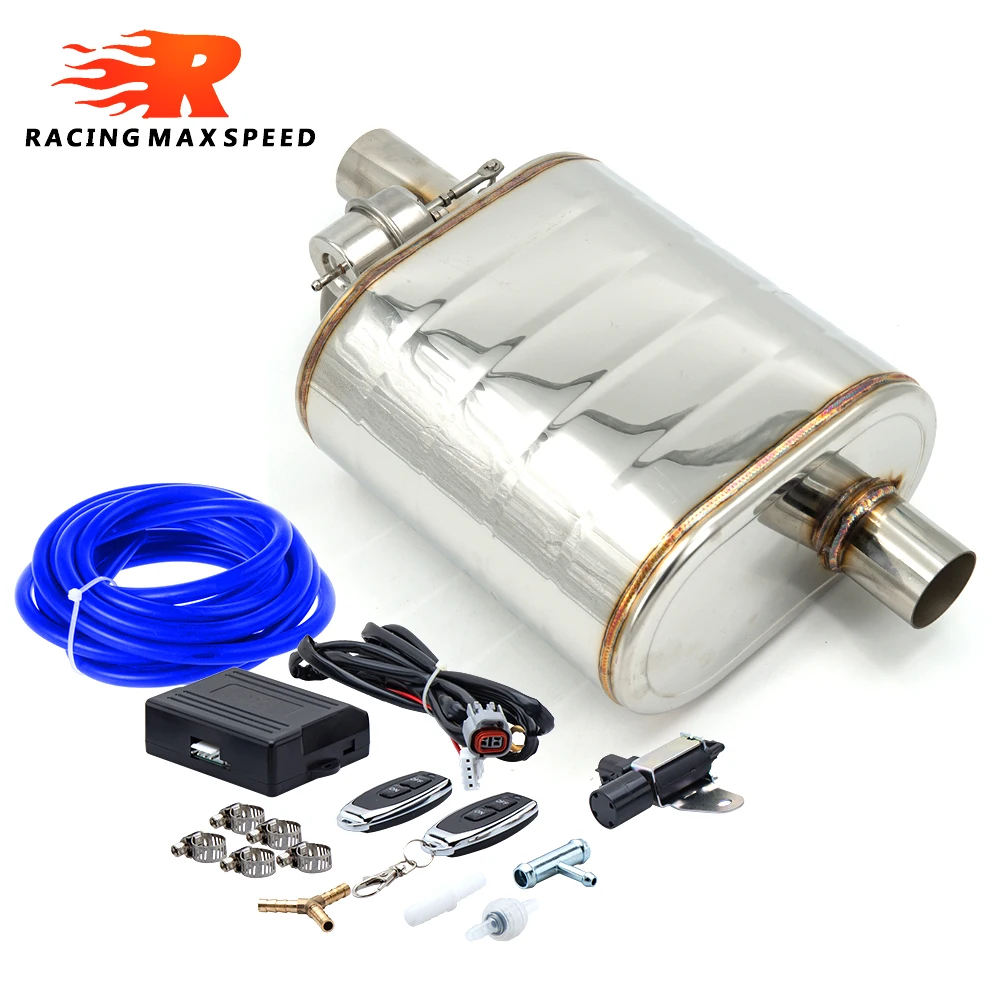 

2" 2.5" 3" Slant Outlet Tip Inlet Weld On Single Exhaust Muffler With Wireless Remote Controller Dump Valve Exhaust Cutout