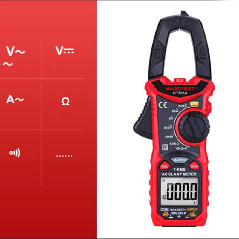 

HT206A Clamp Meter Multimeter Automatic High Precision Digital Ammeter Clamp Meter for Measuring AC / DC Voltage, AC / DC Curren