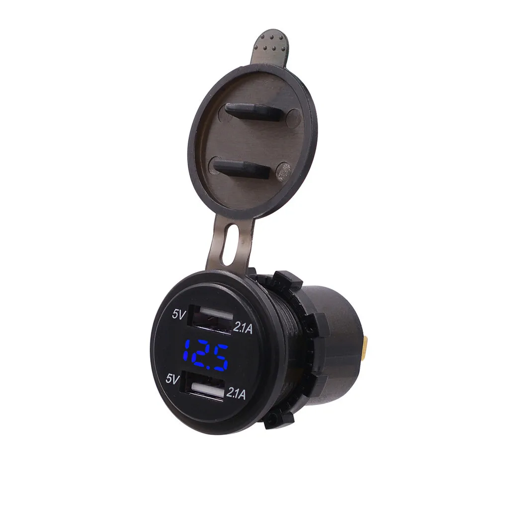Blue 4.2A Wupp устройство для автомобиля с двумя портами USB Зарядное устройство с автомобилем для отображения напряжения Зарядное устройство цифровой вольтметр быстрой зарядки 12V 3.1A/4.2A для мотоциклов# a801y30 - Название цвета: Blue 4.2A