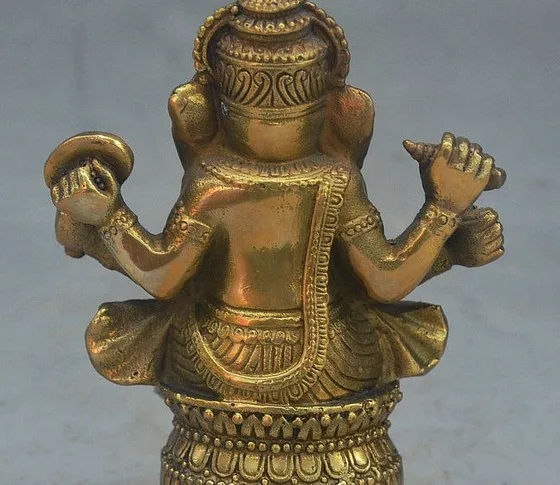 YM 311 4&quot Old Tibet Buddhism Bronze Ganapati Ganesh Lord Ganesha Elephant Buddha Statue | Дом и сад
