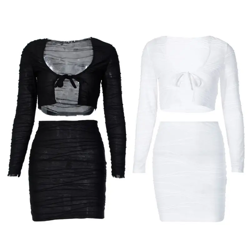 Женский осенний комплект из 2 предметов укороченный Топ с длинным рукавом и