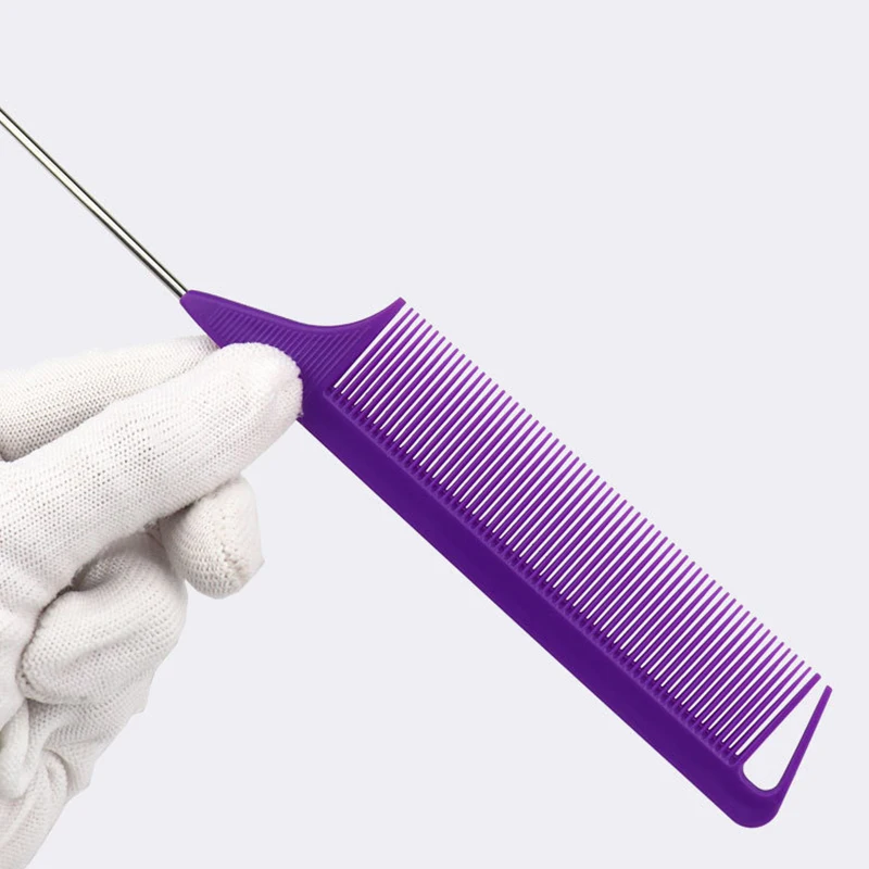 

1PC Black Fine-tooth Comb Metal Pin Anti-static Hair Style Rat Tail Comb Salon Cut Comb Stainless Steel Spiked Combs