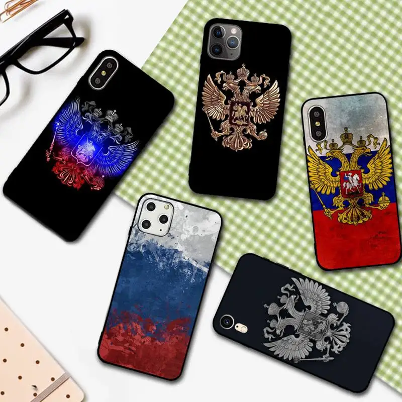 

YNDFCNB russia Flag coat of arms Phone Case for iphone 13 11 12 pro XS MAX 8 7 6 6S Plus X 5S SE 2020 XR cover