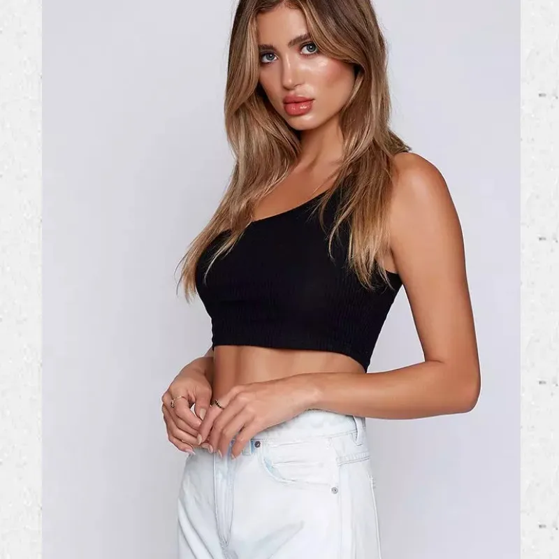 Женский укороченный топ на одно плечо сексуальный облегающий топ-бюстье