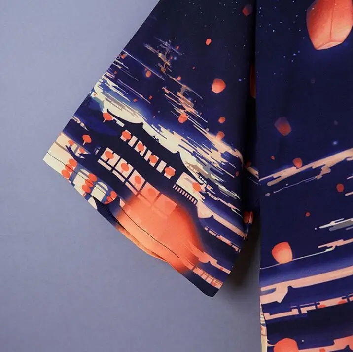 Printing Couple Coat Kimono Spring Autumn Cloak Three Quarter Sleeve Cardigan Yukata Woman Man Loose Thin Outer Garment | Тематическая