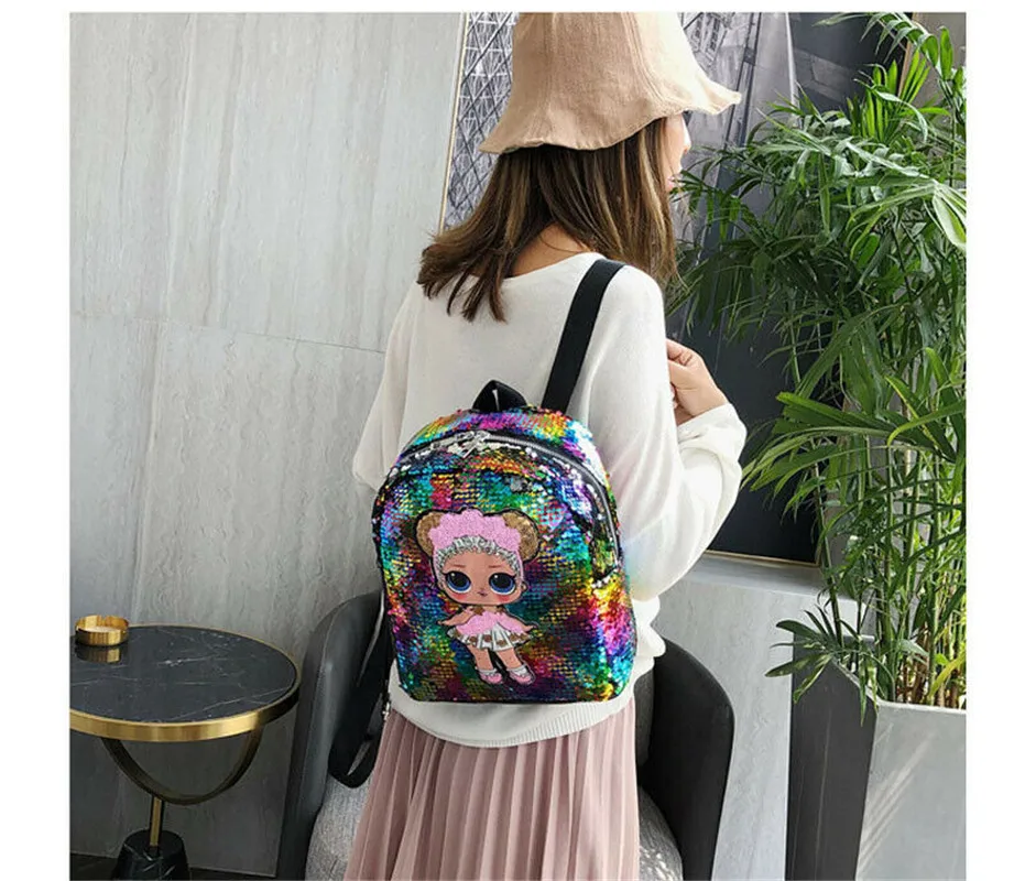 2019 женский рюкзак с блестками на плечо школьный Женский туристический для