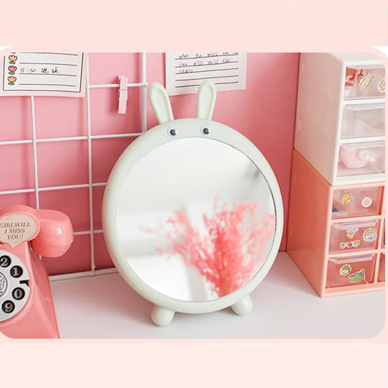 

Cute Rabbit Desktop Makeup Mirror Placed Wall-Mounted Dual-Purpose Heart-Shaped Makeup Mirror Bedroom Decorative Mirror