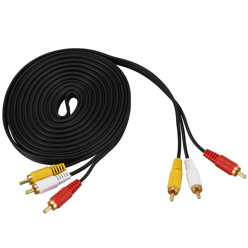 Triple 3 RCA Male to o Video DVD TV AV Cable 4.6M Long Black | Электроника