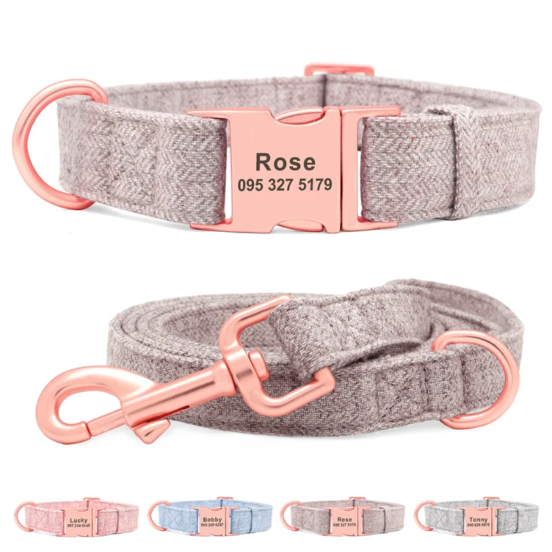 

2021Personalized Dog Collar And Leash Set Free Engraved Pet Dog ID Tag Nameplate Collars For Small Medium Large Dogs Collar