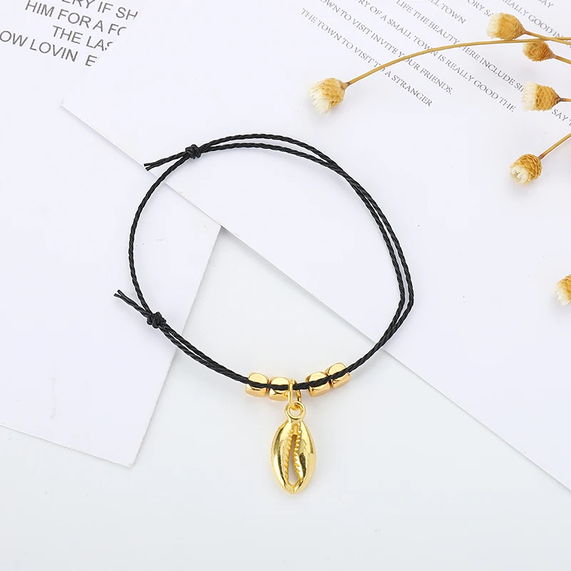 Gold Shell Pendant Charm Bracelet For Women Men Adjustable Multicolor Rope Braided Handamde Jewelry | Украшения и аксессуары