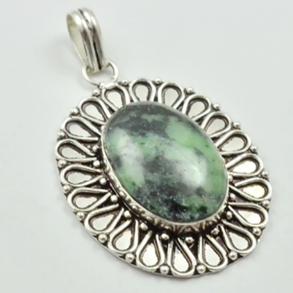 

Rubys Zoisite Pendant Silver Overlay over Copper , 58 mm, P3293