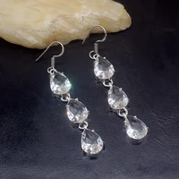 gemstonefactory big promotion unique 925 silver amazing clear white topaz women ladies gifts dangle drop earrings 20211851