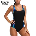 Charmleaks цельный спортивный купальник женский цветной блок с открытой спиной пляжные купальники купальные костюмы боди женское